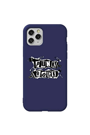 Iphone 11 Pro Max Lacivert Renkli Silikon Telefon Kilifi - Punk Rock
