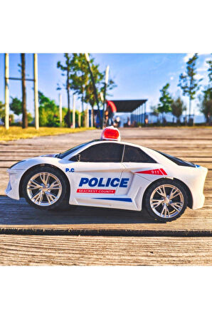 Kız Erkek Çocuk Eğlenceli Oyuncaklar Polis Arabası 3d Işıklı Sesli Sensörlü Dönebilen Araba