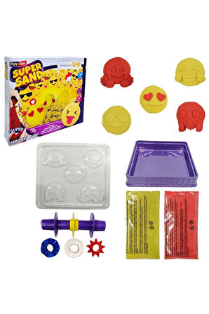 Kız Erkek Çocuk Oyuncak Play-Toys Emoji Oyun Kumu Süper Sand Seti Kız Erkek Çocuk Oyuncak Eğitici Oy