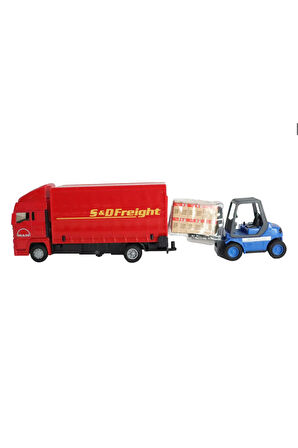 Kız Erkek Çocuk Oyuncak Man Kırmızı Kamyon ve Forklift Kız Erkek Çocuk Oyuncak Eğitici Oyuncaklar