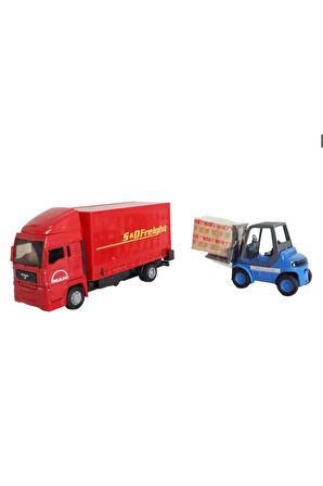 Kız Erkek Çocuk Oyuncak Man Kırmızı Kamyon ve Forklift Kız Erkek Çocuk Oyuncak Eğitici Oyuncaklar