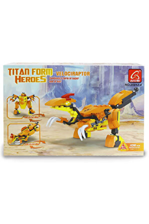 Kız Erkek Çocuk Oyuncak Ausini Titan Form Heroes-4 Velaciraptor 106 Parça Kız Erkek Çocuk Oyuncak Eğ