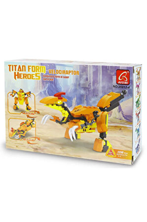 Kız Erkek Çocuk Oyuncak Ausini Titan Form Heroes-4 Velaciraptor 106 Parça Kız Erkek Çocuk Oyuncak Eğ