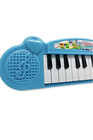 Kız Erkek Çocuk Eğlenceli Oyuncaklar 22 Tuşlu Çocuk Müzik Oyuncak Org Piyano Mavi