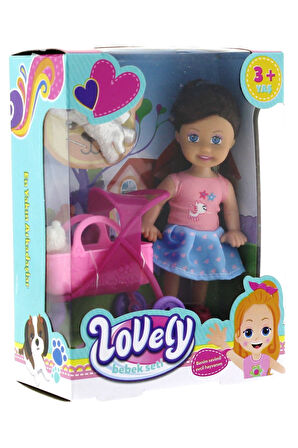 Kız Erkek Çocuk Oyuncak Lovely Mini Bebek Pembe Sepetli Evcil Hayvanlı Oyun Seti Kız Erkek Çocuk Oyu