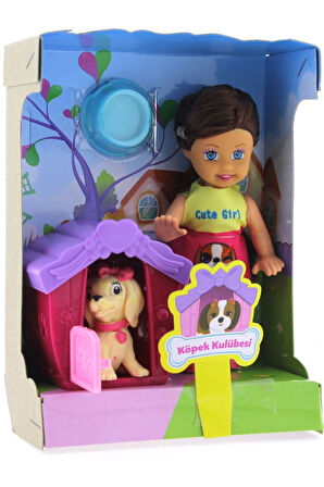 Kız Erkek Çocuk Oyuncak Lovely Mini Bebek Evcil Hayvan ve Kulübesi Oyun Seti Kız Erkek Çocuk Oyuncak
