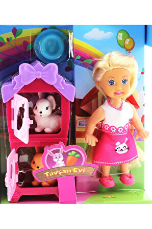 Kız Erkek Çocuk Oyuncak Cute Doll Mini Bebek Tavşanlı ve İki Katlı Kulübe Oyun Seti Kız Erkek Çocuk