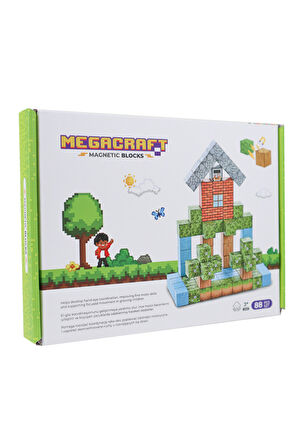 Kız Erkek Çocuk Oyuncak Megacraft Orman ve Ev Temalı Mıknatıslı Bloklar 88 Parça Kız Erkek Çocuk Oyu