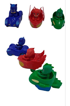 Kız Erkek Çocuk Eğlenceli Oyuncaklar 3'lü Pjmasks Pjmaskeliler Greg Catboy Owlette Araç Seti Rs58848