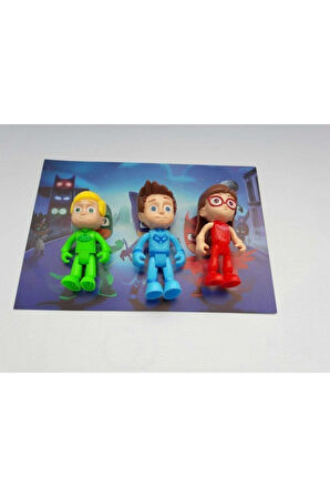 Kız Erkek Çocuk Eğlenceli Oyuncaklar Pijamaskeliler 3 Lü Figür Oyuncak Kedi Çocuk Kertenkele Baykuş