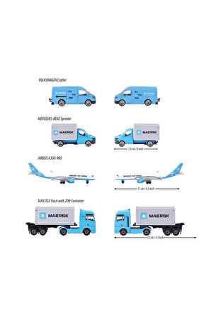 Kız Erkek Çocuk Oyuncak 212057290 Majorette MAERSK Lojistik Arabaları 4 Parça -Simba Kız Erkek Çocuk