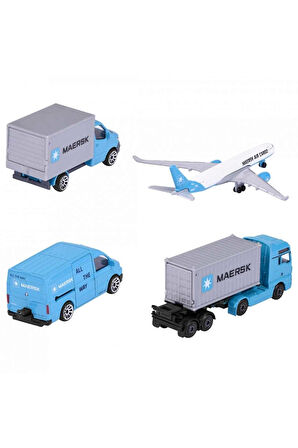 Kız Erkek Çocuk Oyuncak Majorette Maersk Temalı Lojistik 4'lü Koleksiyon Paketi Kız Erkek Çocuk Oyun