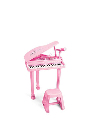 Kız Erkek Çocuk Oyuncak BAO-1403 0213 Mikrofonlu 37 Tuşlu Mp3 Çalar Büyük Pembe Piyano Kız Erkek Çoc