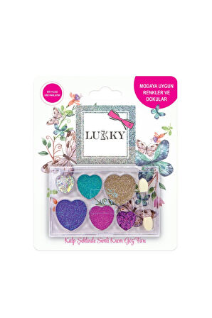 Kız Erkek Çocuk Oyuncak Lukky 6 lı Kalp Şeklinde Simli Krem Göz Farı Seti Kız Erkek Çocuk Oyuncak Eğ