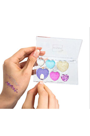 Kız Erkek Çocuk Oyuncak Lukky 6 lı Kalp Şeklinde Simli Krem Göz Farı Seti Kız Erkek Çocuk Oyuncak Eğ