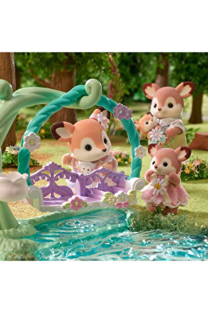 Kız Erkek Çocuk Oyuncak 5801 Sylvanian Families Geyik Bebekler ve Çiçekli Salıncak Seti +3 yaş Kız E