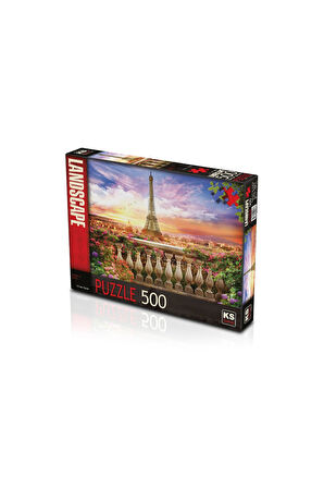 Kız Erkek Çocuk Oyuncak KS Puzzle 500 Parça Sunset İn Eiffel Eyfel'de Günbatımı Kız Erkek Çocuk Oyun