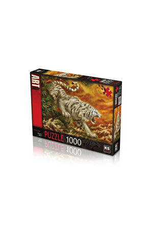 Kız Erkek Çocuk Oyuncak KS Puzzle 1000 Parça White Tiger Beyaz Kaplan Kız Erkek Çocuk Oyuncak Eğitic