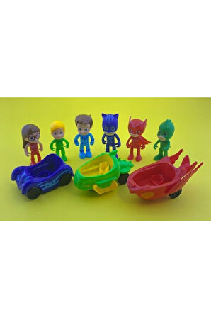 Kız Erkek Çocuk Eğlenceli Oyuncaklar 6 Figür Karakter 3 Arabalı Yeni