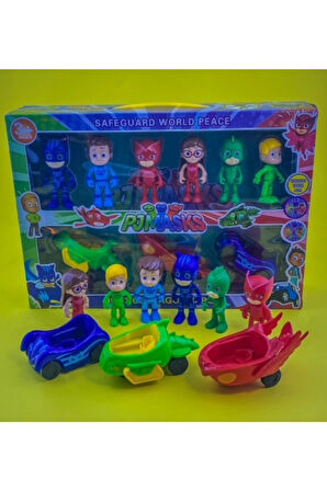 Kız Erkek Çocuk Eğlenceli Oyuncaklar 6 Figür Karakter 3 Arabalı Yeni