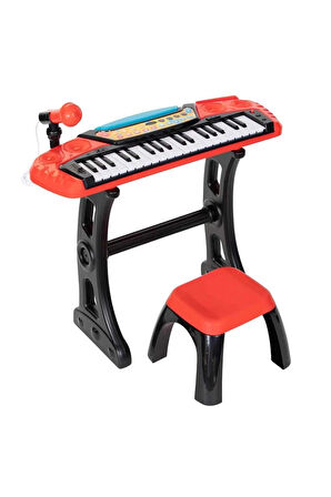 Kız Erkek Çocuk Oyuncak Müzikli ve Işıklı Mikrofonlu Elektronik Tabureli Org - S00004382 Kız Erkek Ç
