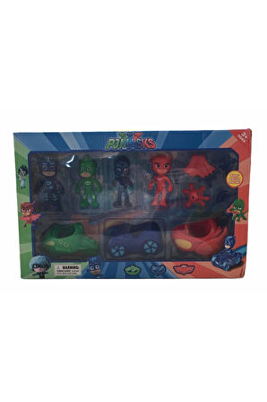 Kız Erkek Çocuk Eğlenceli Oyuncaklar Pjmasks Pjmaskeliler 4 Figür 3 Araba 4 Aparatli Set