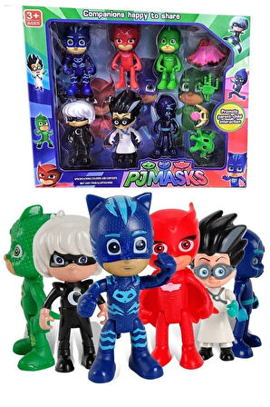 Kız Erkek Çocuk Eğlenceli Oyuncaklar Pj Masks Catboy Owlette Gekko 6'lı 10 Parça Oyun Seti