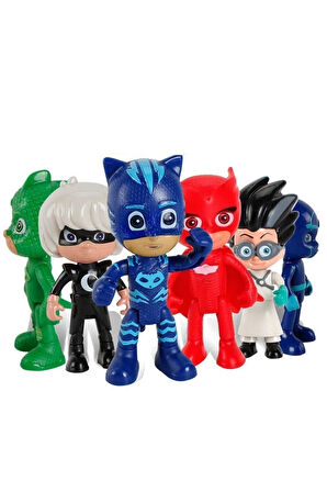 Kız Erkek Çocuk Eğlenceli Oyuncaklar Pj Masks Catboy Owlette Gekko 6'lı 10 Parça Oyun Seti
