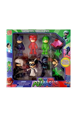 Kız Erkek Çocuk Eğlenceli Oyuncaklar Pj Masks Catboy Owlette Gekko 6'lı 10 Parça Oyun Seti