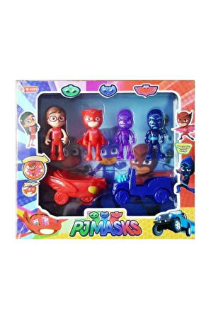 Kız Erkek Çocuk Eğlenceli Oyuncaklar 8 Karakter 4 Arabalı Pijamaskeliler Seti Catboy Gekko