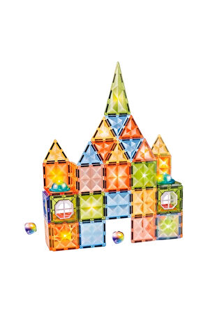 Kız Erkek Çocuk Oyuncak Magnetic Tiles Light Version 73 Parça Kız Erkek Çocuk Oyuncak Eğitici Oyunca