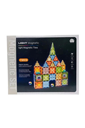 Kız Erkek Çocuk Oyuncak Magnetic Tiles Light Version 73 Parça Kız Erkek Çocuk Oyuncak Eğitici Oyunca