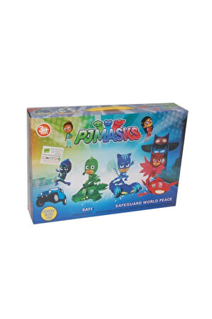 Kız Erkek Çocuk Eğlenceli Oyuncaklar Pijamaskeliler Oyuncak Arabalı 6 Figürlü Set 9 Parça Erkek Çocu