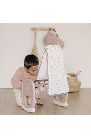 Kız Erkek Çocuk Oyuncak 7600220373 Smoby Baby Nurse Oyuncak Bebek için Sallanan Beşik Oyun Seti +18
