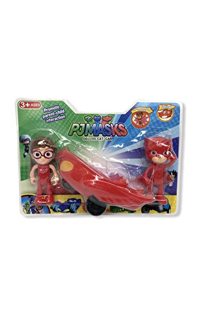 Kız Erkek Çocuk Eğlenceli Oyuncaklar Aynur Kocamanoğlu 2 Figürlü Arabalı Set Pija Maskeli Pijamaskel