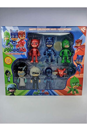 Kız Erkek Çocuk Eğlenceli Oyuncaklar Pj Masks 6 Figür 4 Aksesuar Pj Maskeliler 10 Parça