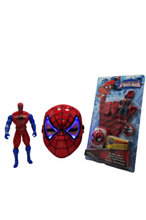 Kız Erkek Çocuk Eğlenceli Oyuncaklar Spider Man Disk Atan Eldiven+ Işıklı Maske+ Işıklı Spider Man S