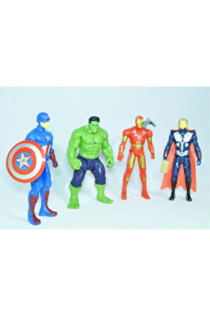 Kız Erkek Çocuk Eğlenceli Oyuncaklar Hulk Ironman Thor Kaptan Amerika Oyuncak Yenilmezler 4'lü Set