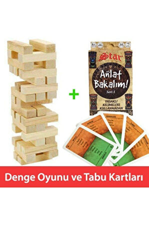 Kız Erkek Çocuk Eğlenceli Oyuncaklar 54 Parça Denge Oyunu Ve Anlat Bakalım Tabu Kartları Aile Eğlenc