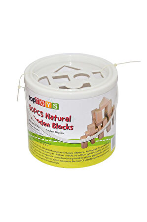 Kız Erkek Çocuk Oyuncak CS-8832 Natural Ahşap Blok Seti 50 Parça -Chiva Kız Erkek Çocuk Oyuncak Eğit