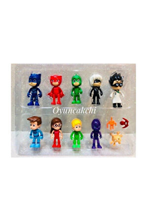 Kız Erkek Çocuk Eğlenceli Oyuncaklar Pj Mask Pija Maskeliler Oyuncak Figür Seti 12 Parça Pj Masks