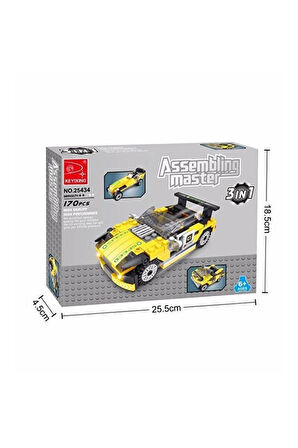 Kız Erkek Çocuk Oyuncak Ausini Assembling Master 170 Parça 3 in 1 Spor Arabalar Kız Erkek Çocuk Oyun