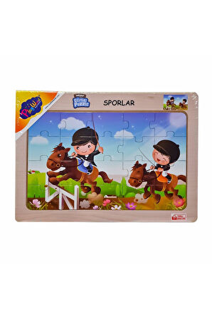 Kız Erkek Çocuk Oyuncak ONY-85-86-87-88 Ahşap Eğitici Puzzle Sporlar -Onyıl Kız Erkek Çocuk Oyuncak