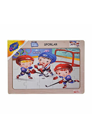 Kız Erkek Çocuk Oyuncak ONY-85-86-87-88 Ahşap Eğitici Puzzle Sporlar -Onyıl Kız Erkek Çocuk Oyuncak