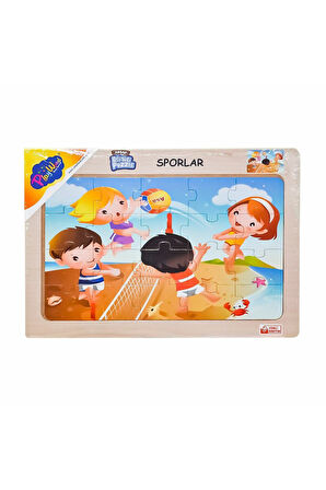 Kız Erkek Çocuk Oyuncak ONY-85-86-87-88 Ahşap Eğitici Puzzle Sporlar -Onyıl Kız Erkek Çocuk Oyuncak
