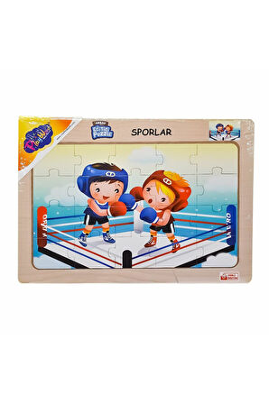 Kız Erkek Çocuk Oyuncak ONY-85-86-87-88 Ahşap Eğitici Puzzle Sporlar -Onyıl Kız Erkek Çocuk Oyuncak