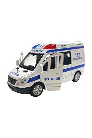 Kız Erkek Çocuk Eğlenceli Oyuncaklar Plastik Sürtmeli 1:32 Polis Acil Kurtarma Aracı