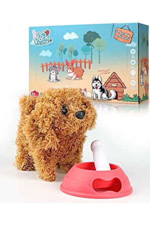 Öğretici Oyuncaklar Sesli ve Hareketli Kahverengi Yavru Köpek Kız Erkek Çocuk Oyuncak Eğitici Oyunca