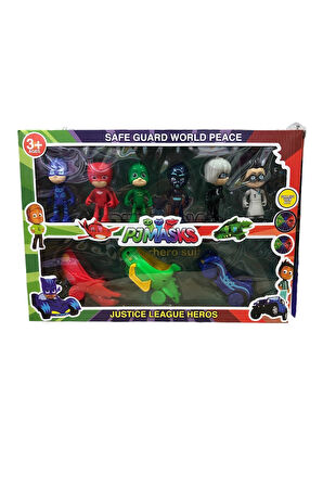 Kız Erkek Çocuk Eğlenceli Oyuncaklar PJMASKS Karakter 3 Arabalı 6 Figürlü 9 Parça Set - TUKA