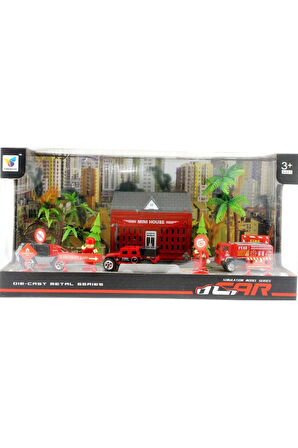 Kız Erkek Çocuk Oyuncak Aksesuarlı Metal İtfaiye Seti Kız Erkek Çocuk Oyuncak Eğitici Oyuncaklar